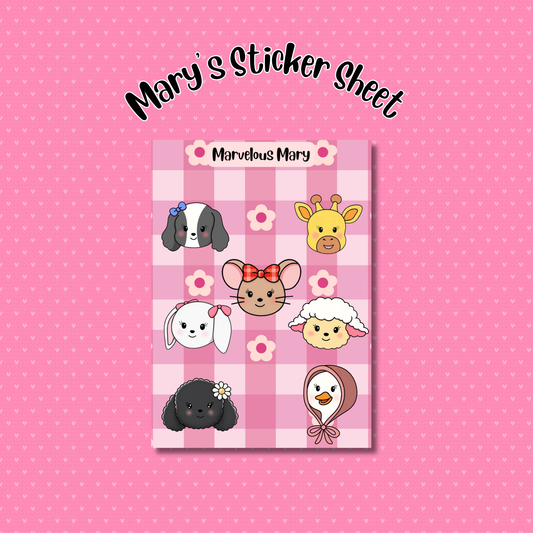 PREORDER Mary Character Head Sticker Sheet